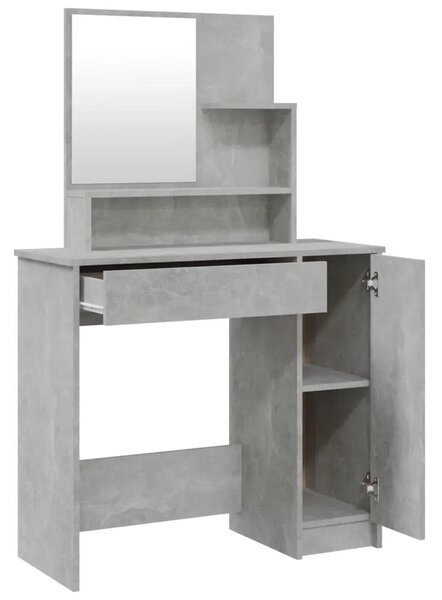 Toaletni stolić s ogledalom siva boja betona 86 5x35x136 cm - Beton siva 1 Beton siva