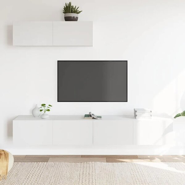 3-dijelni set TV ormarića bijeli od konstruiranog drva - Bijela 3 100 cm Bijela