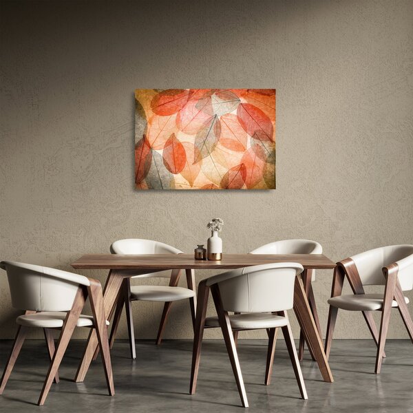Staklena slika naslikanog jesenskog lišća (70x50 cm)