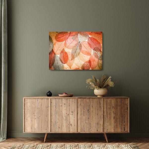 Staklena slika naslikanog jesenskog lišća (70x50 cm)