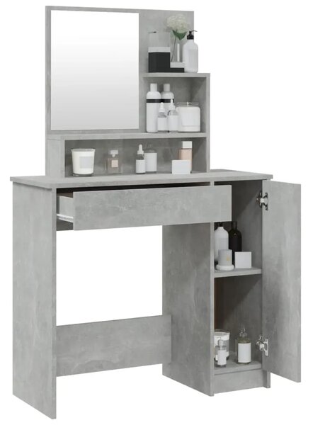 Toaletni stolić s ogledalom siva boja betona 86 5x35x136 cm - Beton siva 1 Beton siva