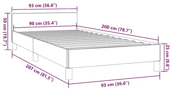 Okvir kreveta s uzglavljem bez madraca 90x200 cm od tkanine - Sivo-smeđa 90 x 200 cm Sivo-smeđa 90 x 200 cm