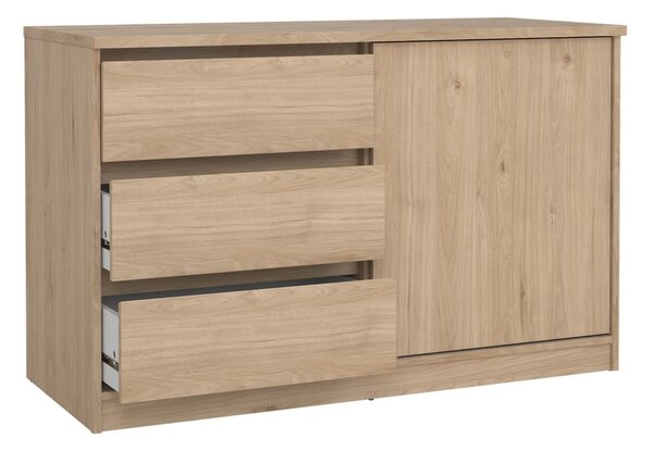 Komoda u dekoru hrasta s kliznim vratima u prirodnoj boji 119x76x50 cm Naia – Tvilum