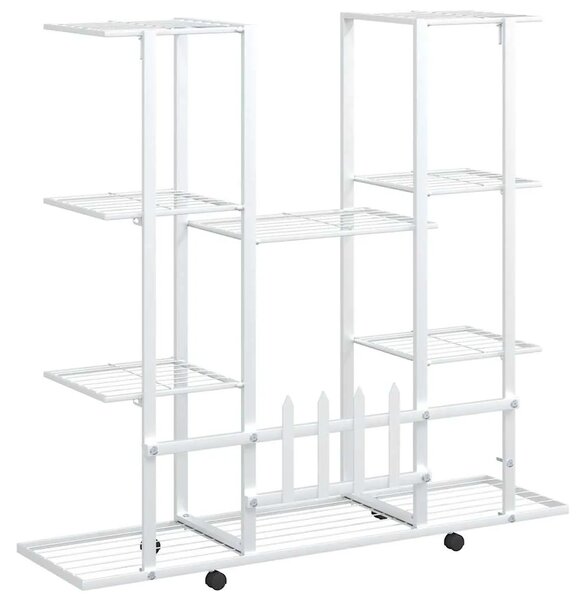 Stalak za cvijeće s kotačima 94 5x24 5x 91 5 cm bijeli željezni - Bijela 1 S kotačem Bijela