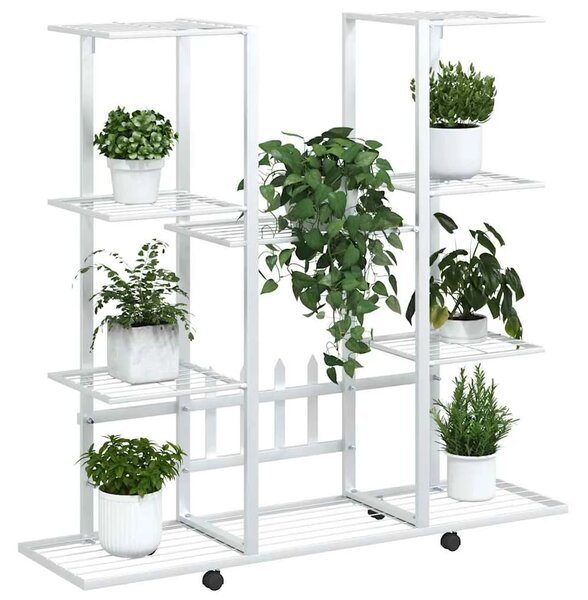 Stalak za cvijeće s kotačima 94 5x24 5x 91 5 cm bijeli željezni - Bijela 1 S kotačem Bijela