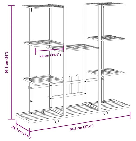 Stalak za cvijeće s kotačima 94 5x24 5x 91 5 cm bijeli željezni - Bijela 1 S kotačem Bijela