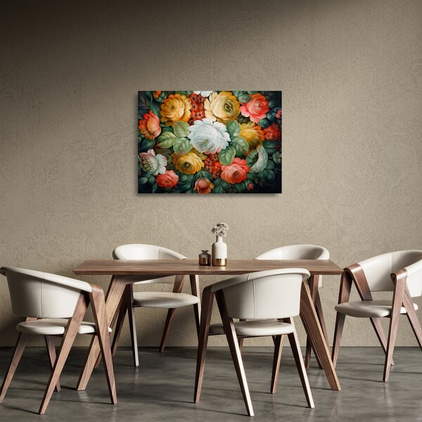 Staklena slika naslikanog buketa cvijeća (70x50 cm)