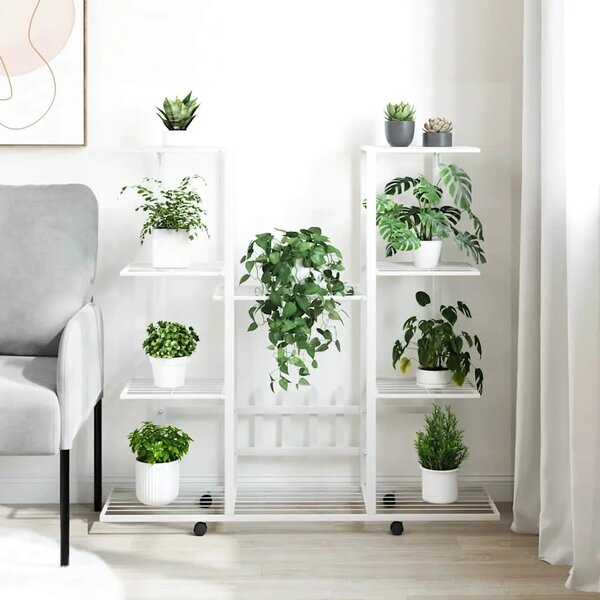 Stalak za cvijeće s kotačima 94 5x24 5x 91 5 cm bijeli željezni - Bijela 1 S kotačem Bijela