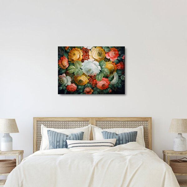 Staklena slika naslikanog buketa cvijeća (70x50 cm)