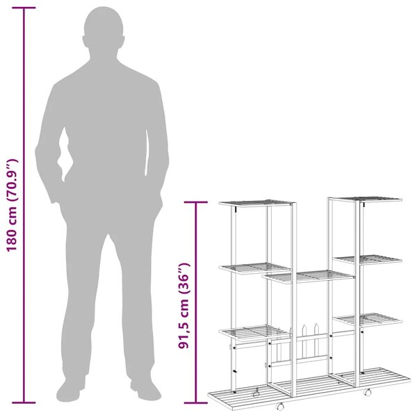 Stalak za cvijeće s kotačima 94 5x24 5x 91 5 cm bijeli željezni - Bijela 1 S kotačem Bijela