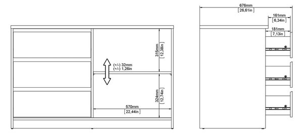 Komoda u dekoru hrasta s kliznim vratima u prirodnoj boji 119x76x50 cm Naia – Tvilum