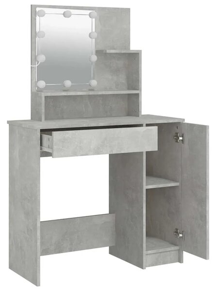 Toaletni stolić s LED Siva betona 86 5x35x136 cm - Beton siva 1 Beton siva