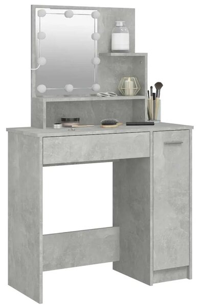Toaletni stolić s LED Siva betona 86 5x35x136 cm - Beton siva 1 Beton siva