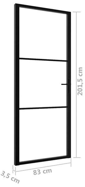 Sobna vrata od stakla ESG i aluminija 83 x 201 5 cm crna - Crna i prozirna 83 x 201.5 cm 1 2 vodoravne šipke