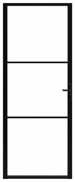 Sobna vrata od stakla ESG i aluminija 83 x 201 5 cm crna - Crna i prozirna 83 x 201.5 cm 1 2 vodoravne šipke