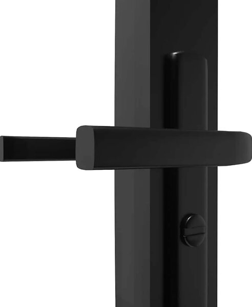 Sobna vrata od stakla ESG i aluminija 83 x 201 5 cm crna - Crna i prozirna 83 x 201.5 cm 1 2 vodoravne šipke