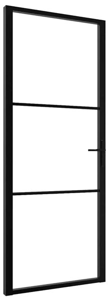 Sobna vrata od stakla ESG i aluminija 83 x 201 5 cm crna - Crna i prozirna 83 x 201.5 cm 1 2 vodoravne šipke