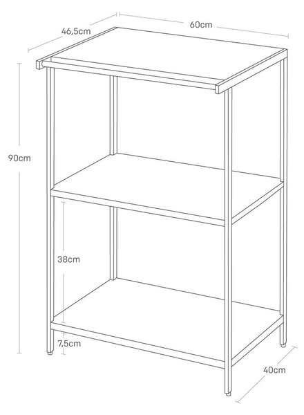 Mat crni željezni regal 60x90x46,5 cm Tower – YAMAZAKI
