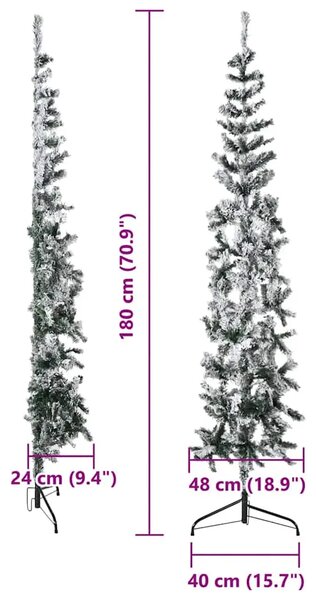 Tanka umjetna polovica božićnog drvca sa snijegom 180 cm - Bijela i zelena 180 cm 1 1