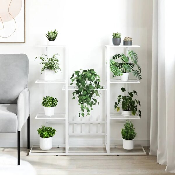 Stalak za cvijeće 94 5 x 25 x 89 cm bijeli željezni - Bijela 1 Bez kotača Bijela