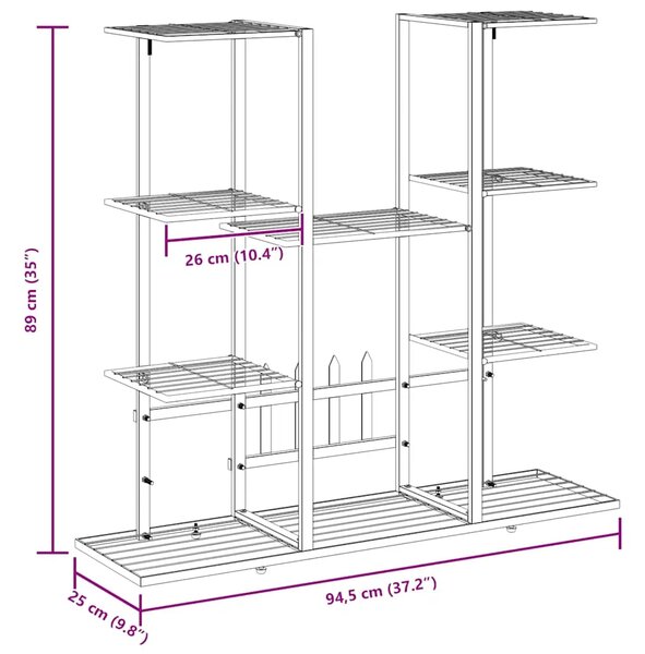 Stalak za cvijeće 94 5 x 25 x 89 cm bijeli željezni - Bijela 1 Bez kotača Bijela