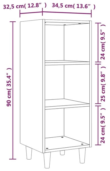 Komoda boja hrasta sonome 34 5x32 5x90 cm konstruirano drvo - Sivi hrast sonoma 1 Sivi hrast sonoma