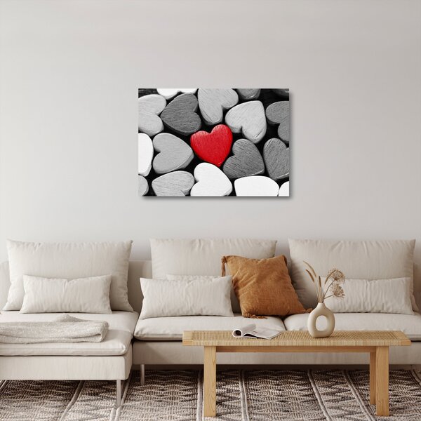 Staklena slika drvenih srca (70x50 cm)