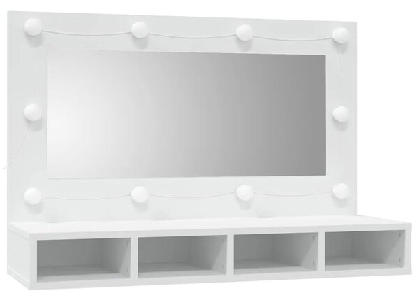 Ormarić s ogledalom i LED svjetlima bijeli 90 x 31 5 x 62 cm - Bijela 1 Bijela