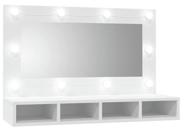 Ormarić s ogledalom i LED svjetlima bijeli 90 x 31 5 x 62 cm - Bijela 1 Bijela