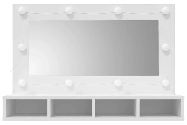 Ormarić s ogledalom i LED svjetlima bijeli 90 x 31 5 x 62 cm - Bijela 1 Bijela