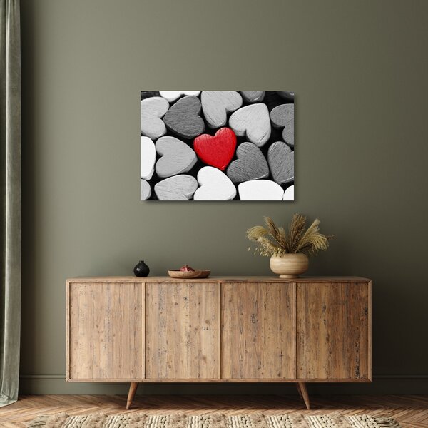Staklena slika drvenih srca (70x50 cm)
