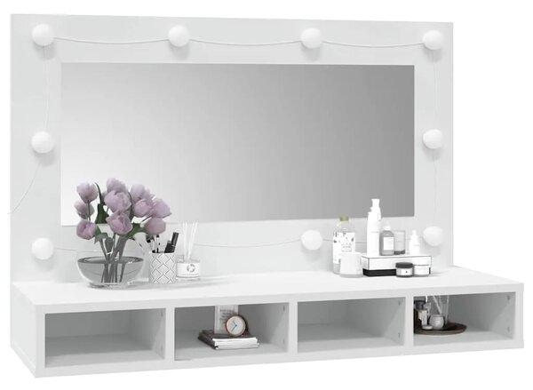 Ormarić s ogledalom i LED svjetlima bijeli 90 x 31 5 x 62 cm - Bijela 1 Bijela