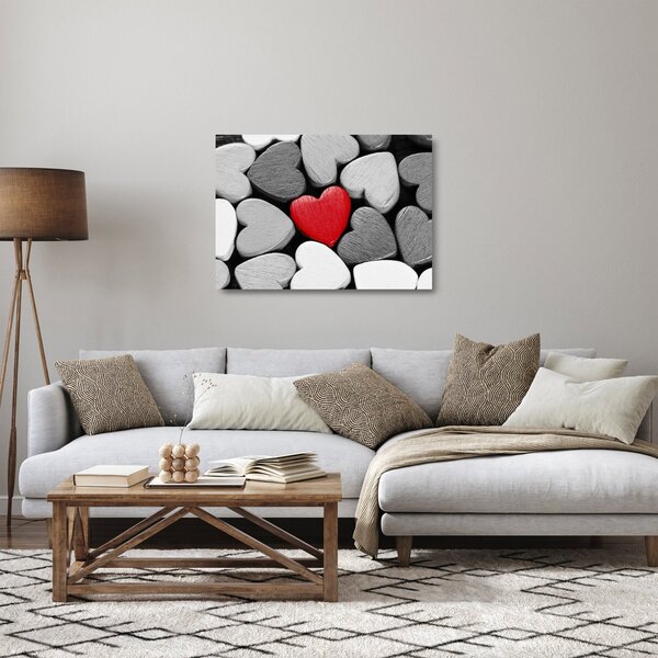 Staklena slika drvenih srca (70x50 cm)