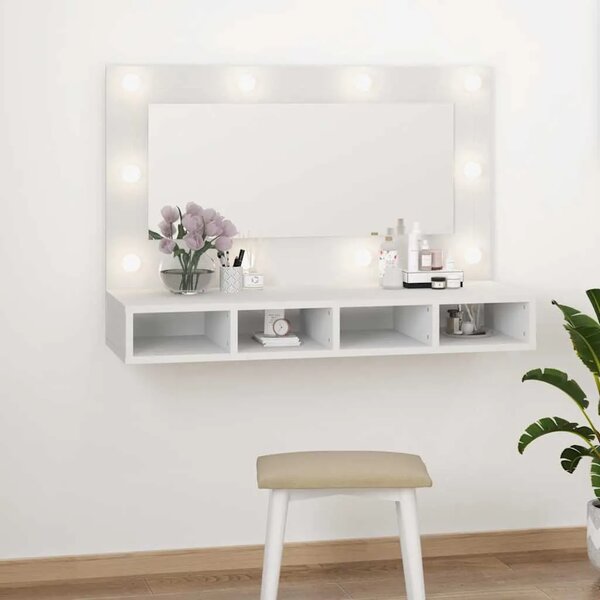 Ormarić s ogledalom i LED svjetlima bijeli 90 x 31 5 x 62 cm - Bijela 1 Bijela
