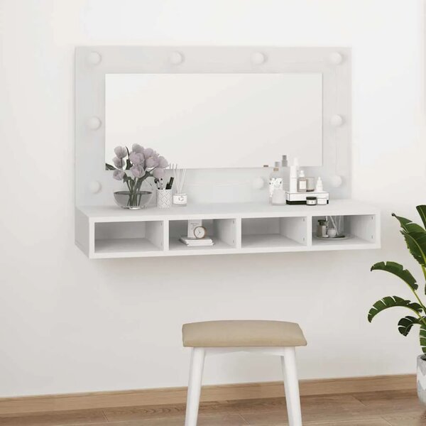 Ormarić s ogledalom i LED svjetlima bijeli 90 x 31 5 x 62 cm - Bijela 1 Bijela