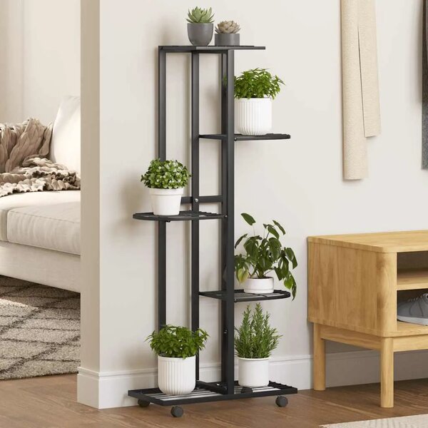 Stalak za cvijeće s 5 katova 44 x 23 x 100 cm crni željezni - Crna 45 x 23 x 100 cm 1 Crna