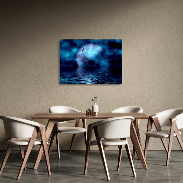 Staklena slika Mjeseca iznad morske površine (70x50 cm)