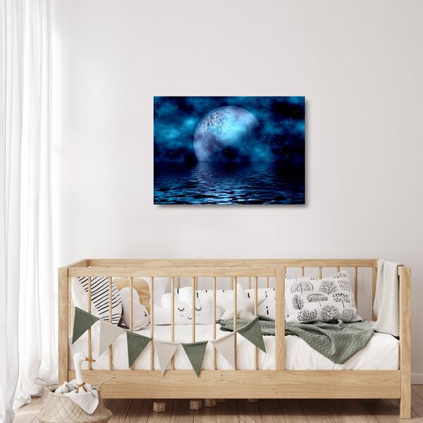 Staklena slika Mjeseca iznad morske površine (70x50 cm)