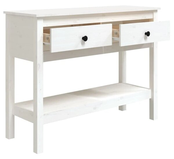Konzolni stol bijeli 100x35x75 cm od masivne borovine - Bijela 1 100 cm Bijela