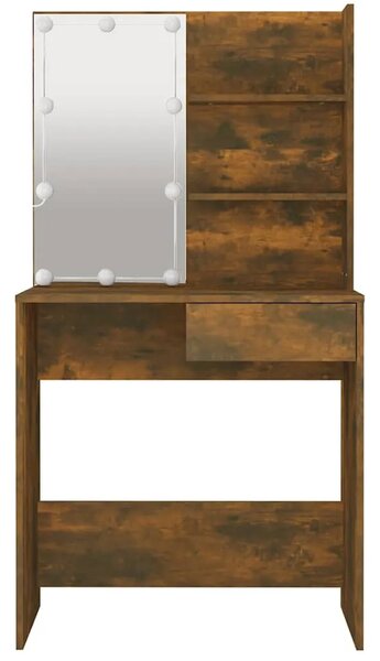 Toaletni stolić LED boja smeđeg hrasta 74 5x40x141 cm - Smeđi hrast 1 Smeđi hrast
