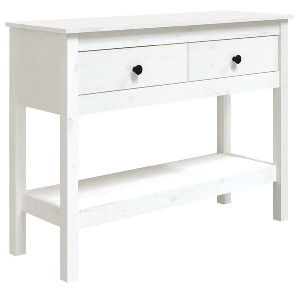Konzolni stol bijeli 100x35x75 cm od masivne borovine - Bijela 1 100 cm Bijela