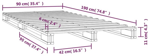 Krevet od paleta 90 x 190 cm od masivne borovine mali - Prirodna 90 x 190 cm Prirodna 90 x 190 cm