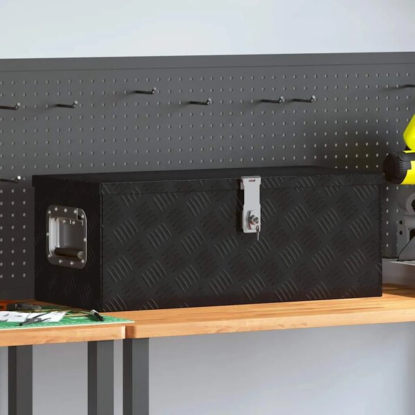 Kutija za pohranu crna 70 x 31 x 27 cm aluminijska - Crna 70 x 31 x 27 cm 1 1