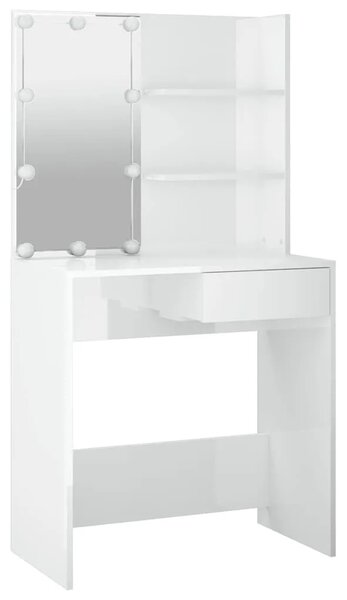 Toaletni stolić s LED svjetlima sjajni bijeli 74 5x40x141 cm - Visoko sjajno bijela 1 Visoko sjajno bijela