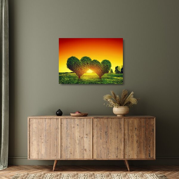 Staklena slika - Srce u krošnjama drveća (70x50 cm)