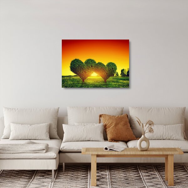 Staklena slika - Srce u krošnjama drveća (70x50 cm)