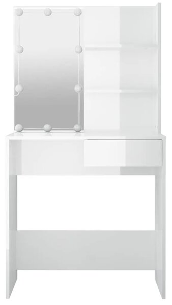 Toaletni stolić s LED svjetlima sjajni bijeli 74 5x40x141 cm - Visoko sjajno bijela 1 Visoko sjajno bijela
