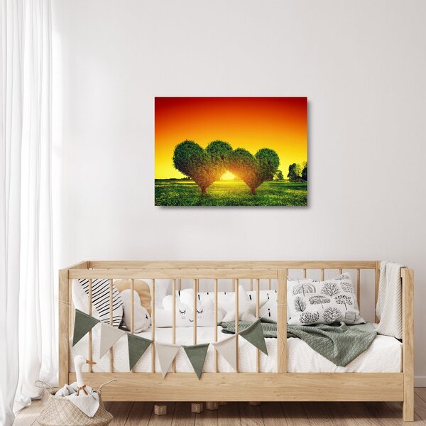 Staklena slika - Srce u krošnjama drveća (70x50 cm)