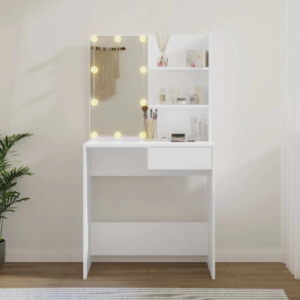 Toaletni stolić s LED svjetlima bijeli 74 5 x 40 x 141 cm - Bijela 1 Bijela