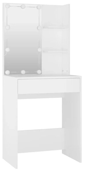 Set toaletnog stolića LED bijeli od konstruiranog drva - Bijela 60 x 40 x 140 cm 1 Bijela